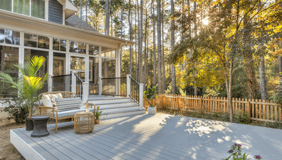 Image Simple Composite Deck Attached To Home By Stairs 2X