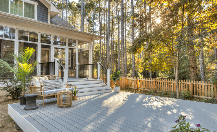 Image Simple Composite Deck Attached To Home By Stairs 2X