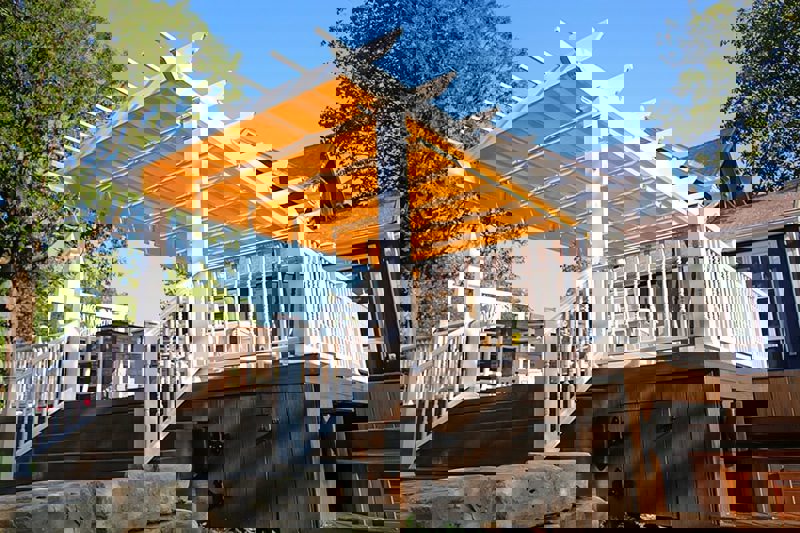 Trex Pergola with a shade tree canopy