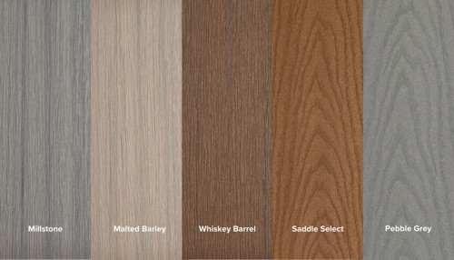 Composite Color Samples Millstone Malted Barley Whiskey Barrel Saddle Select Pebble Grey