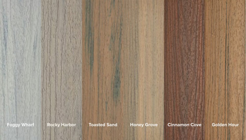 Composite Color Samples Foggy Wharf Rocky Harbor Toasted Sand Honey Grove Cinnamon Cove Golden Hour