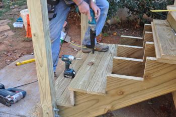 A concrete stair landing pad.