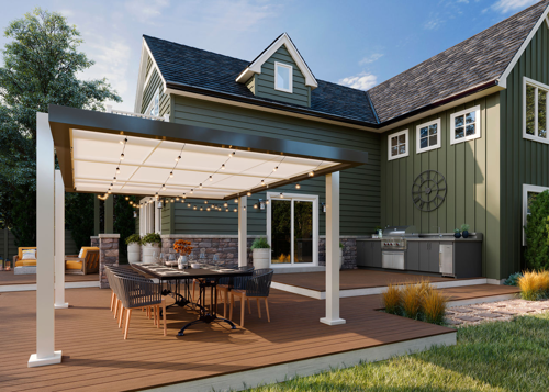 Deck With A Cloth Pergola