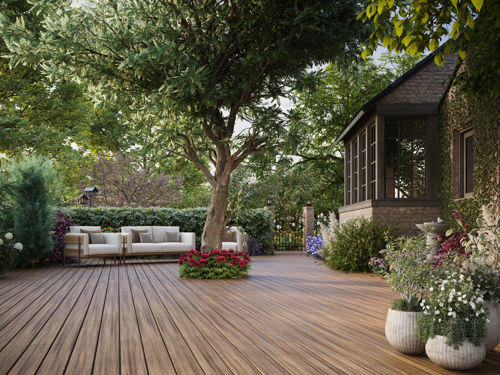 Deck Built Around A Tree For Shade