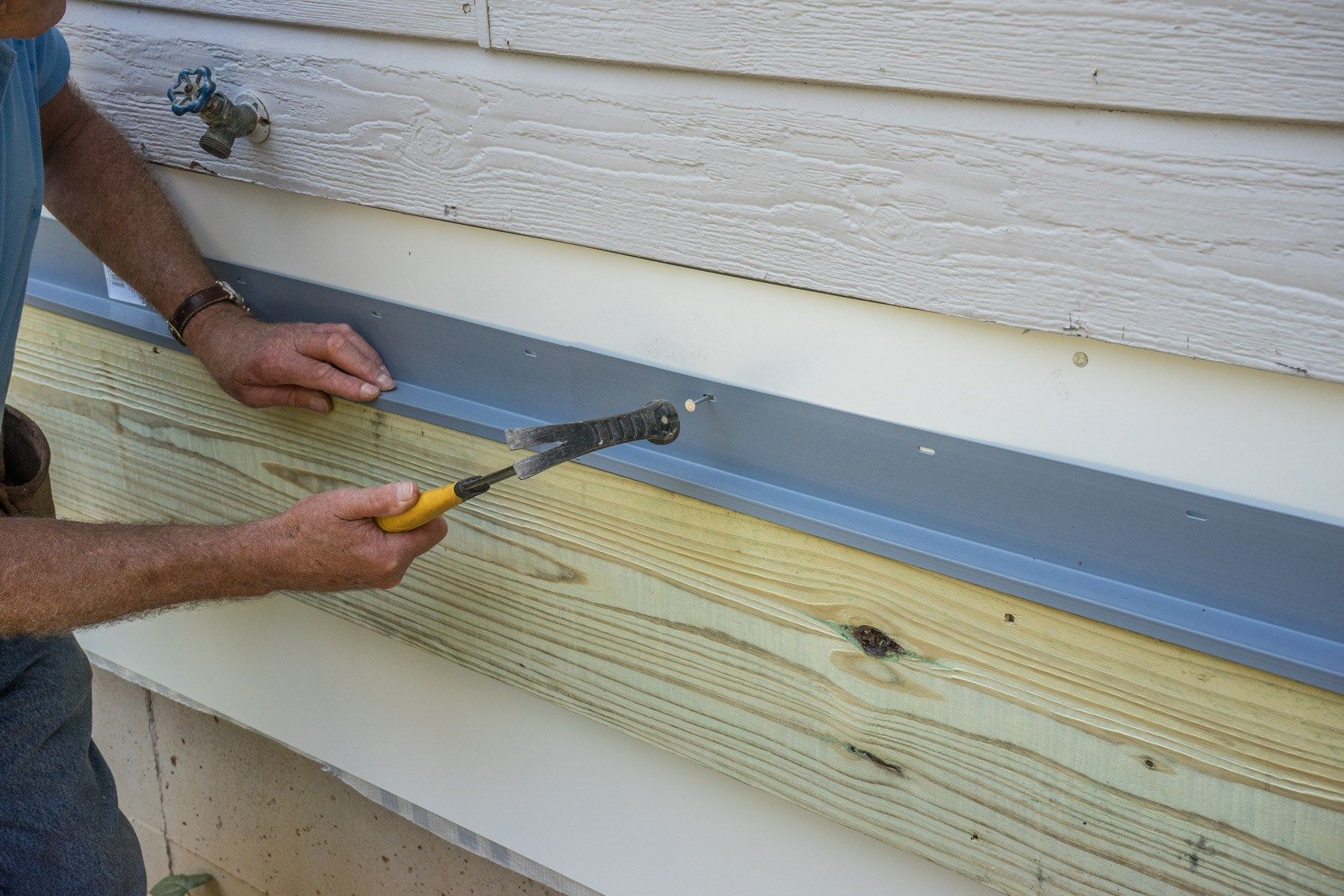 Nail your Z flashing onto the house